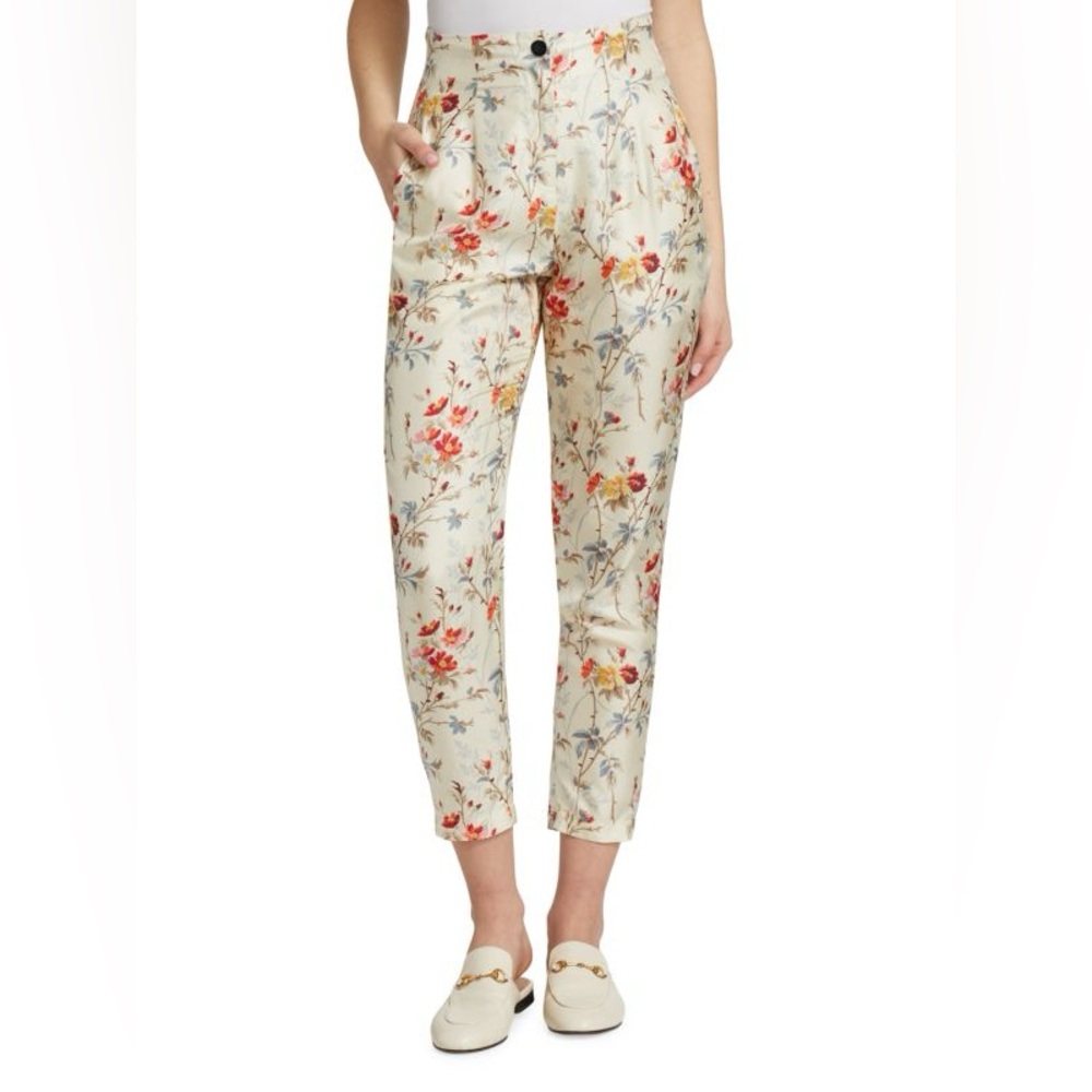 Black Iris Bonbon Silk Floral Pants size 2